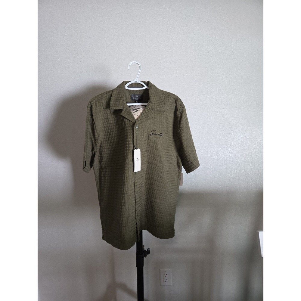 Mens Saints Studio Shirt With A Waffle Weave Size L